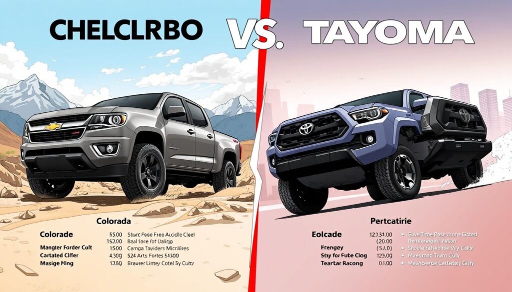 Performance specifications of Chevy Colorado and Toyota Tacoma