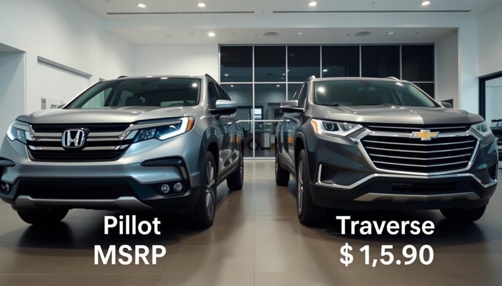 Honda Pilot price and Chevy Traverse MSRP comparison